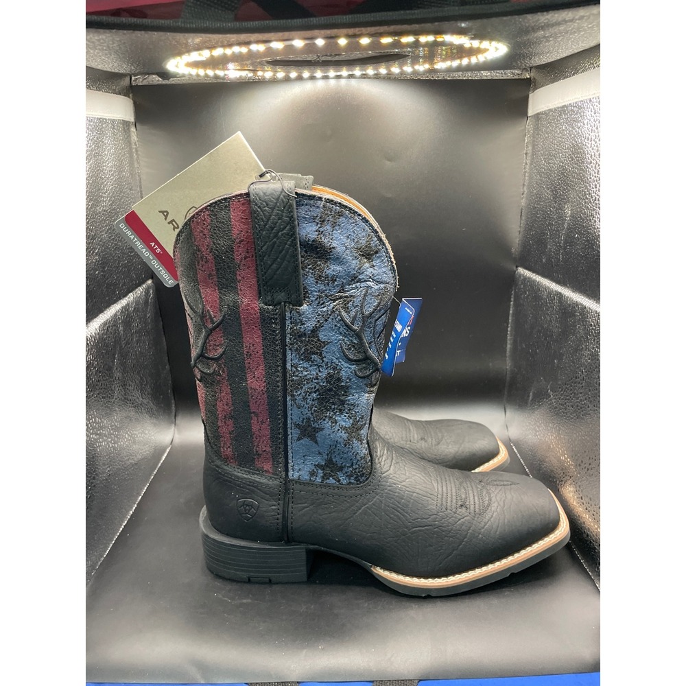 Ariat Mens Sport Liberty Antler Black Hippo Midnight Flag Boots 10064048 8.5 D